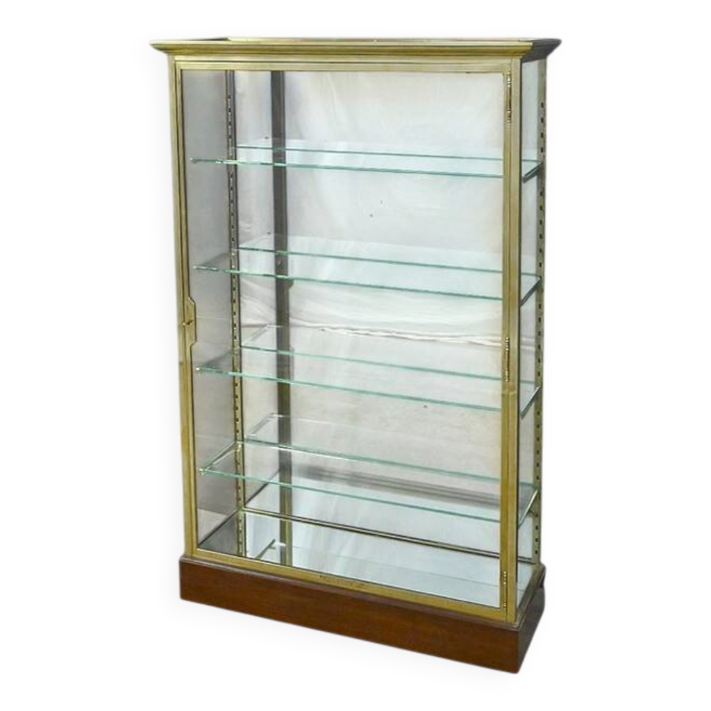 Vitrine de présentation en laiton et fond miroir – début XXe | Selency