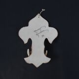 Polychrome earthenware holy water font signed Henriot Quimper from the 60s vintage