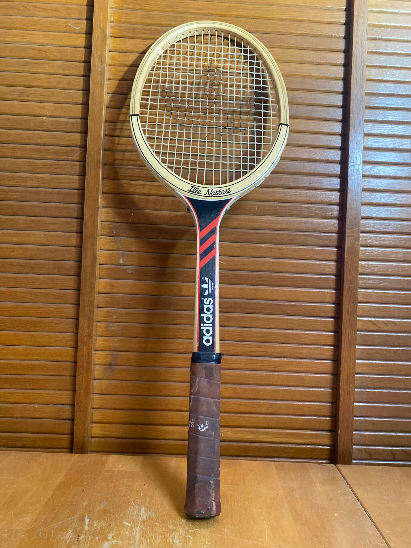 Vintage ADIDAS Ilie Nastase Wooden Tennis Racket #E245