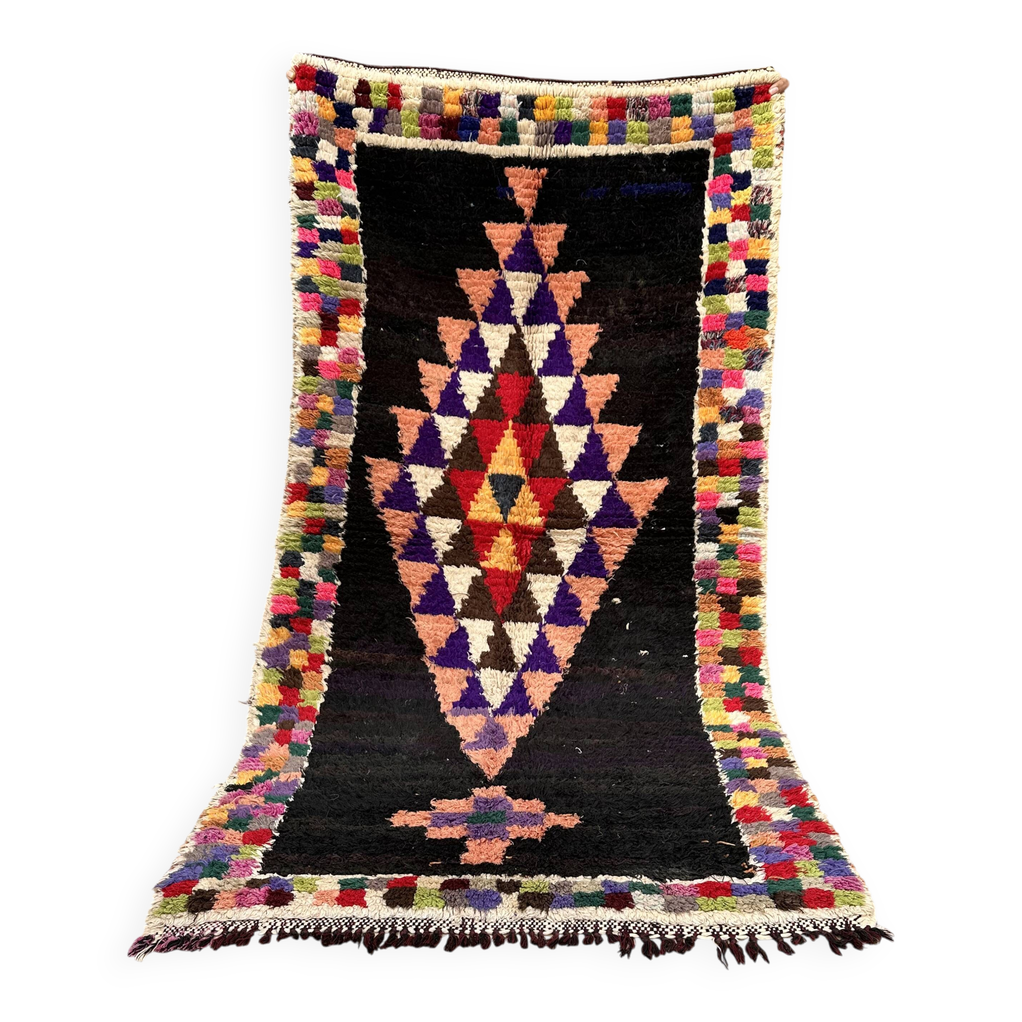 Handmade Moroccan Berber rug: Small model in cream Beni Ouarain wool