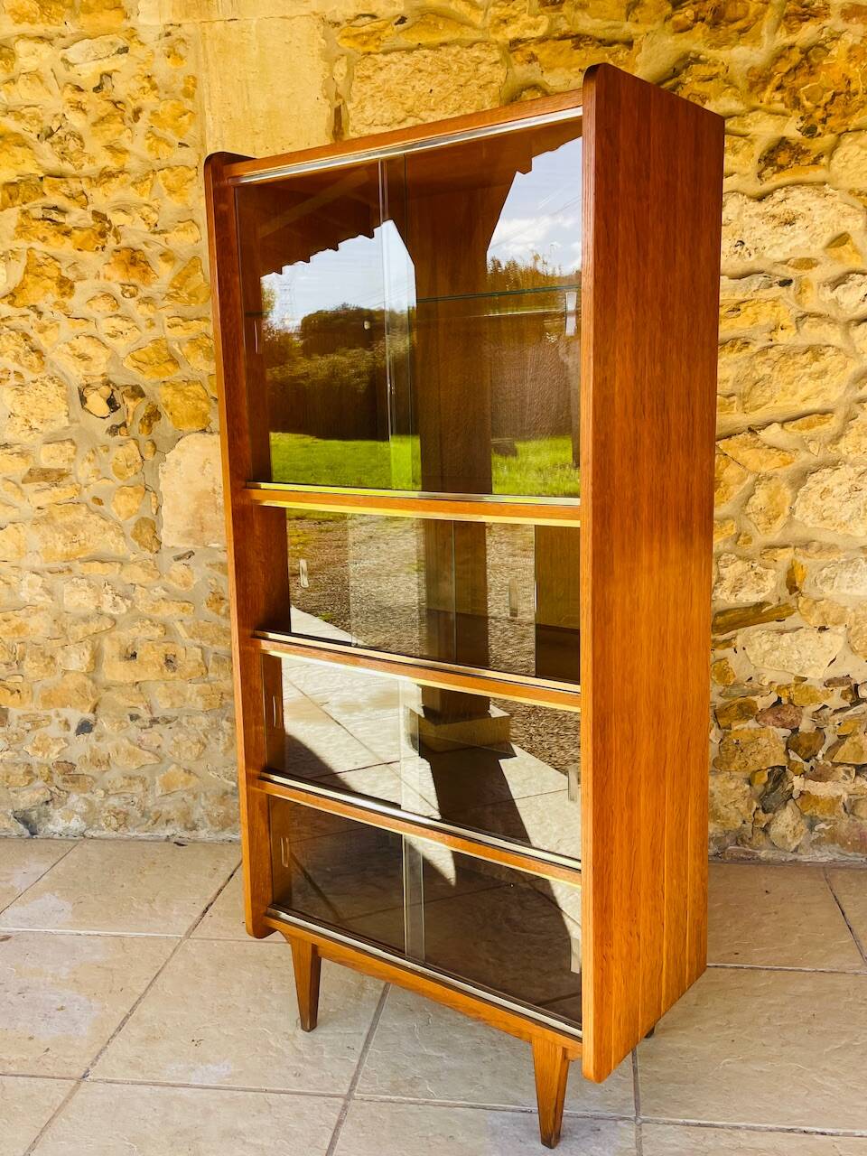 Storage unit/Library with sliding glass doors 1960s
