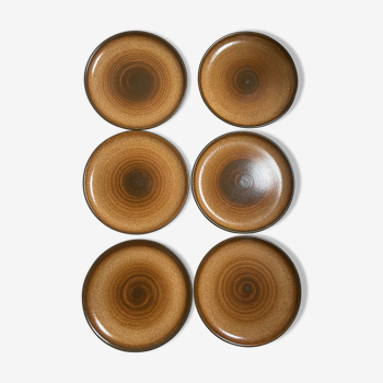 6 flat plates in sandstone 24 cm longchamps year 70 vintage