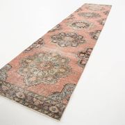 3x13 Pale Red Vintage Runner Rug, 85x388Cm