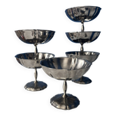 Set of 6 stainless steel ice cream bowls bistro style