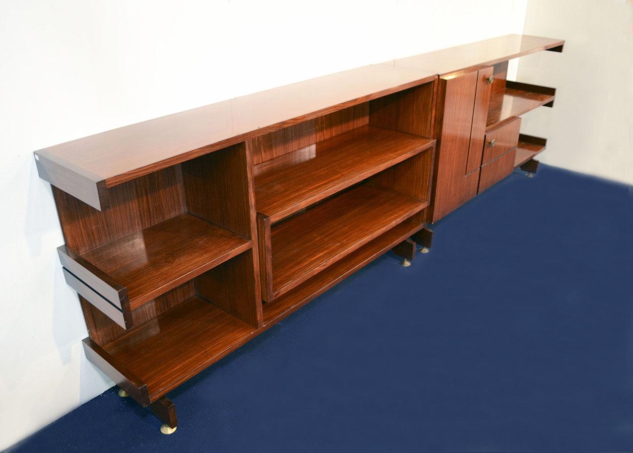 Modular sideboards in rosewood and brass 1960