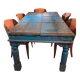Large antique Indian dining table made of teak wood with patina.
