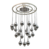 Angelo Brotto Mid-Century Italian Metal Chrome Chandelier for Esperia, 1970