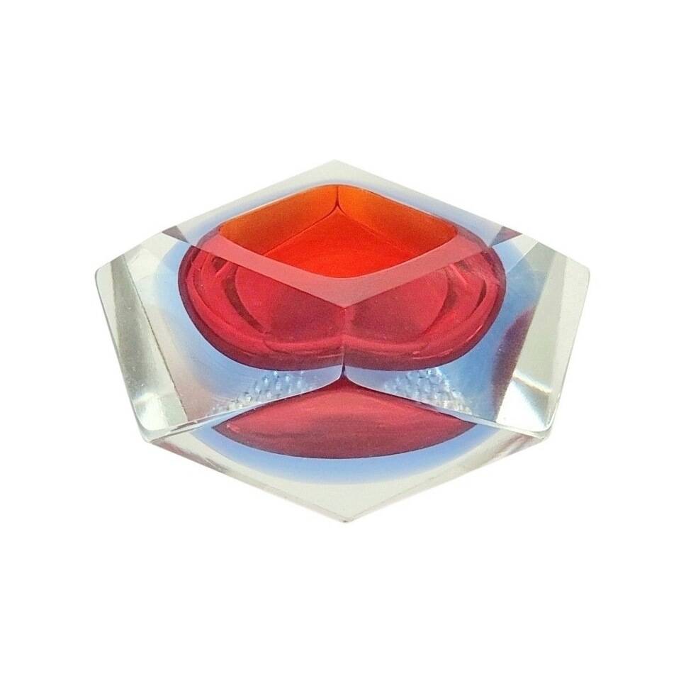 Diamond-Shaped Murano Glass Ashtray/Vide Poche by Flavio Poli for Seguso