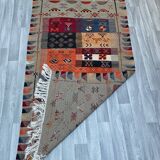 Unique and medium berber kilim, red rug, moroccan kilim, decoration rug