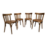 Set of 4 Viennese chairs Curved wood Restaurant Paris bistro Fischel 50s vintage Bentwood Ton st