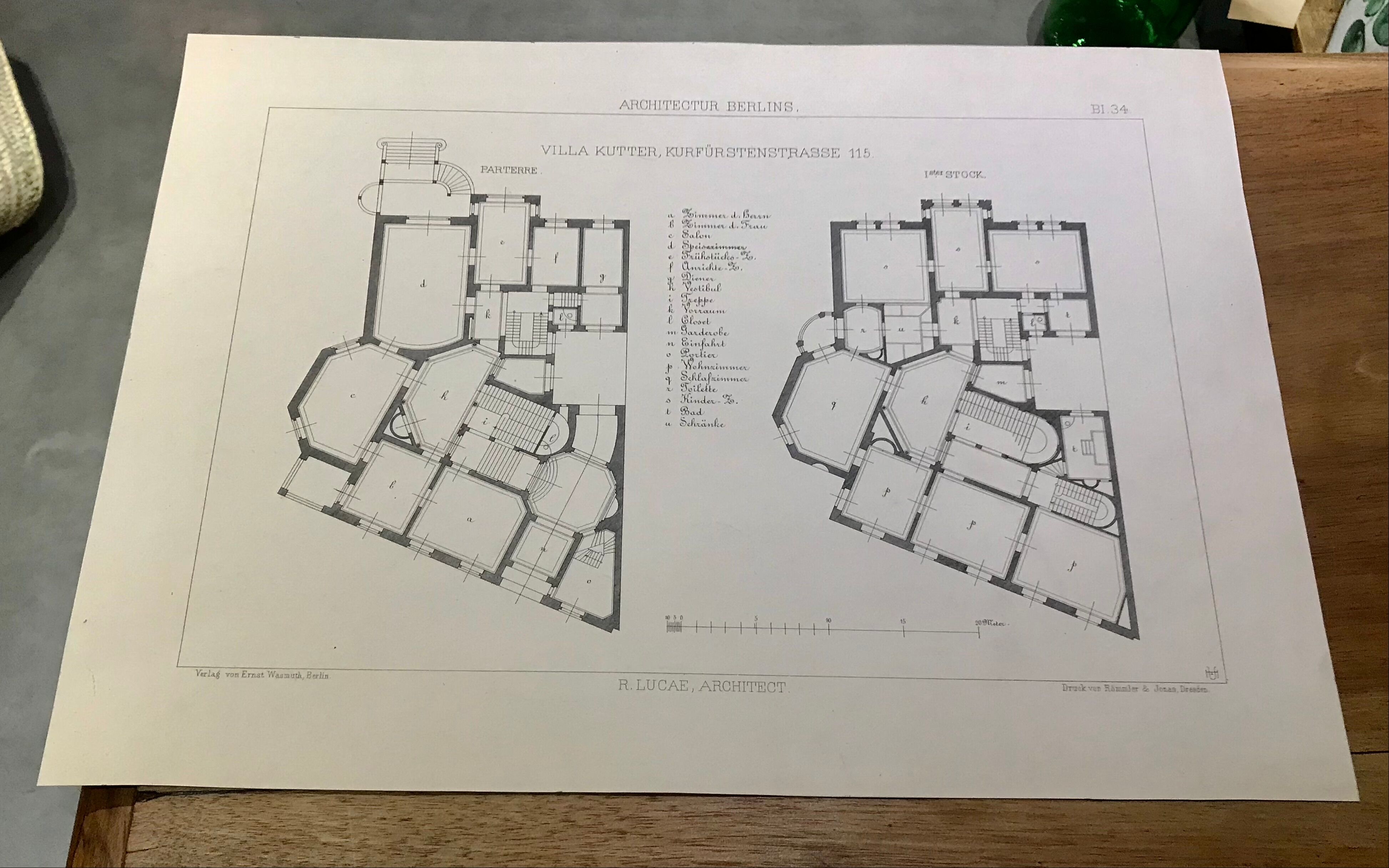 Illustration architecture plan villa Berlin 19th
