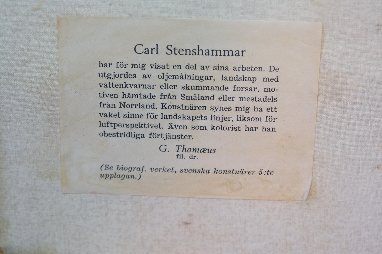 Carl Stenshammar, Swedish Landscape, 1950s, Oil on Canvas, Framed