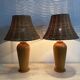Vintage Ikea solid wooden table lamps with rattan shade, 1980s