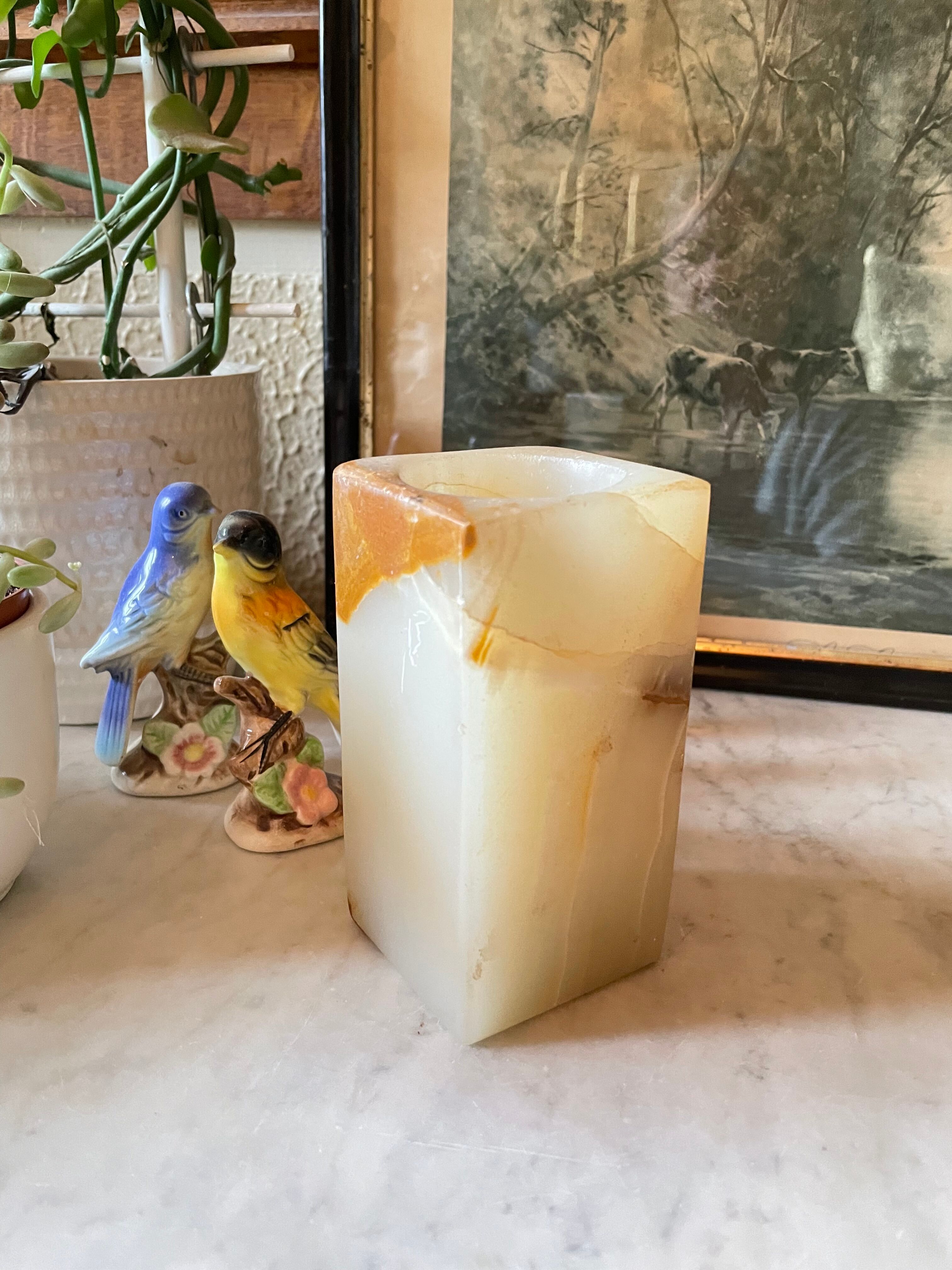 Rectangular alabaster vase