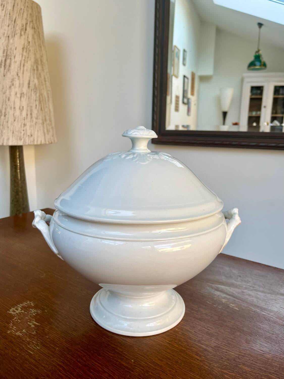Antique white earthenware soup tureen – Lunéville