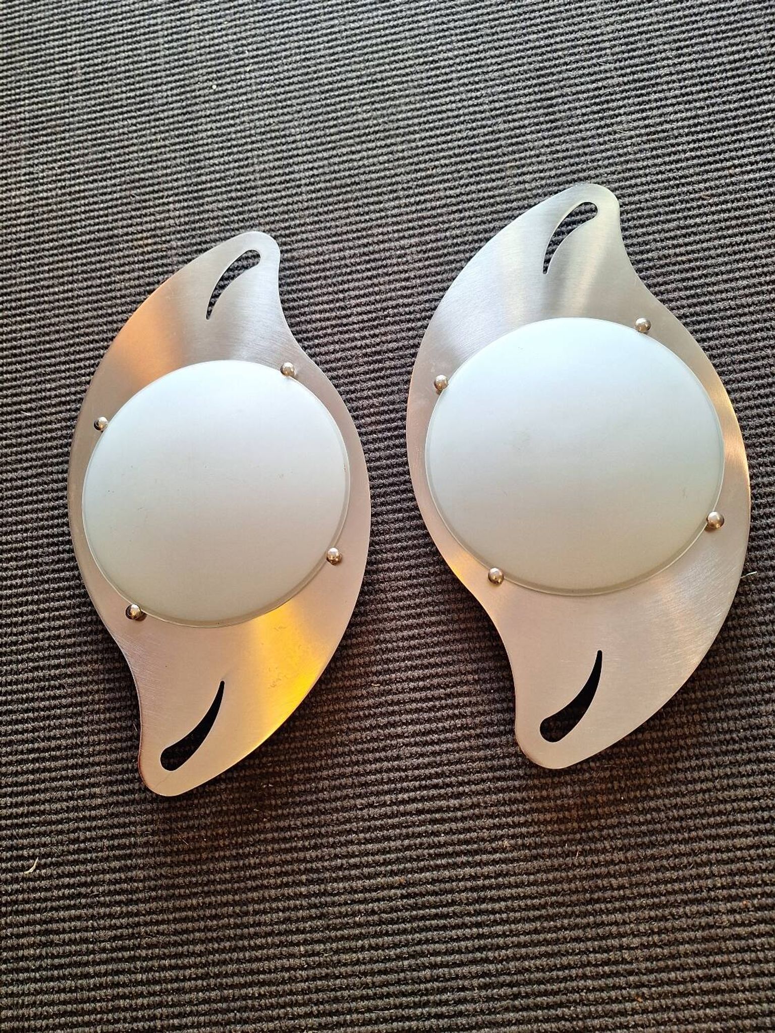 paire appliques 20 eme inox verre opaque