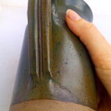Khaki green enamelled pitcher