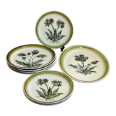 Assiettes et plat Gien décor herbiers