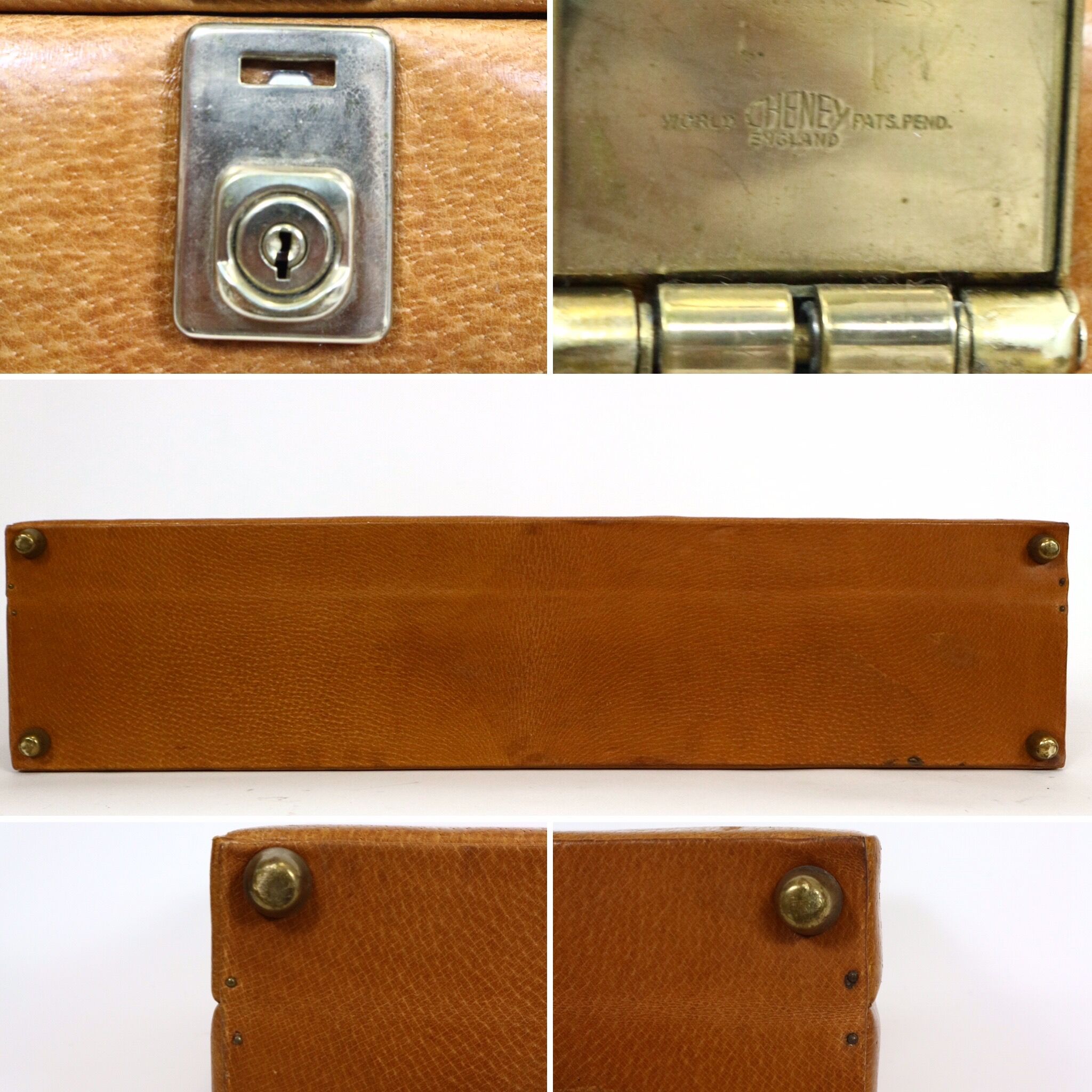 Set three vintage leather suitcases