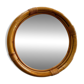 Miroir rond rotin vintage