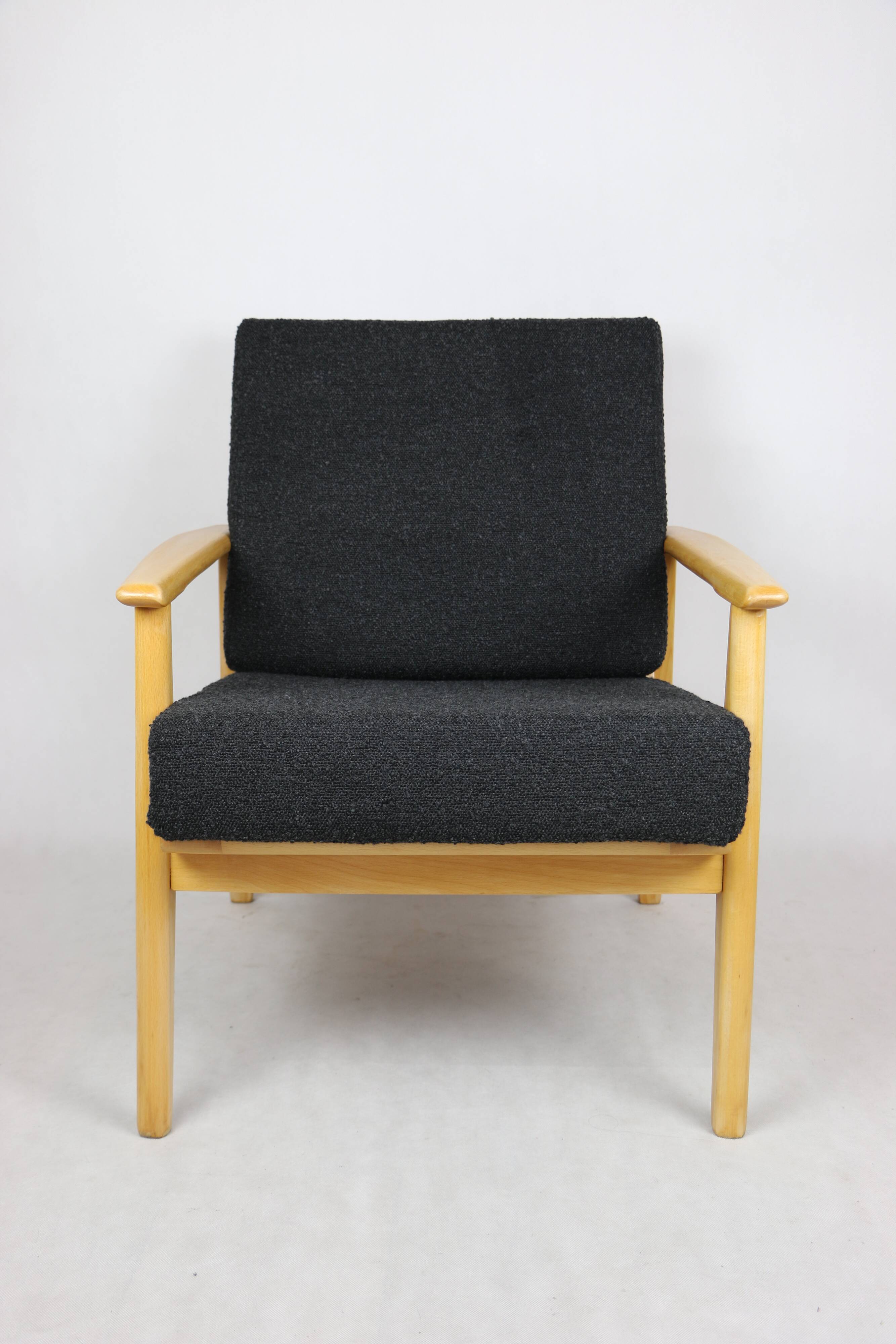 Fauteuil boucle noir danois, 1970s