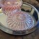 Art Deco Pressed Glass Dessert Plates in Pink — Circa 1930