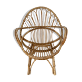 Armchair basket in vintage rattan 60's