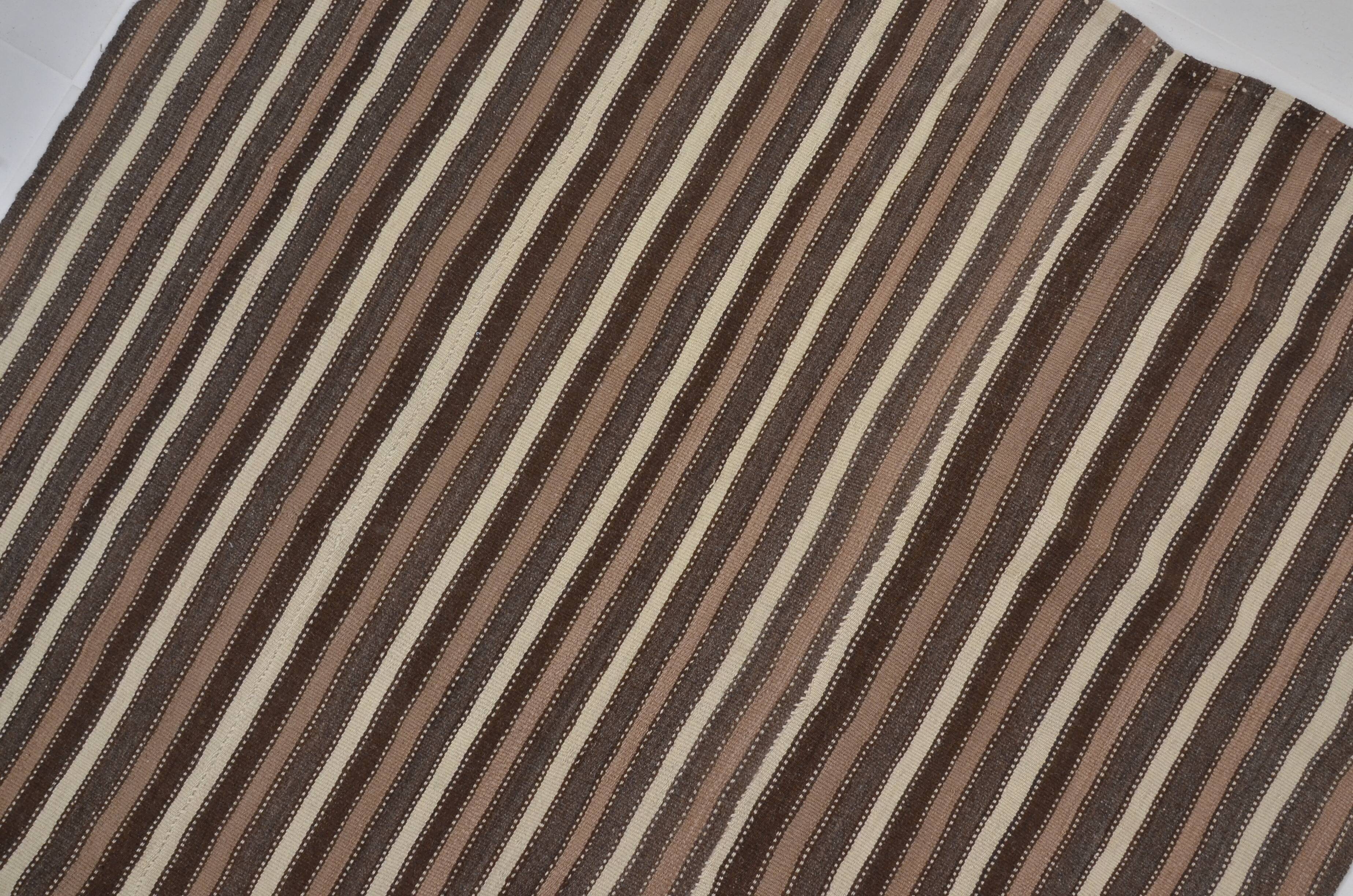 Neutral Stripe Handmade Kilim Rug sku 1676