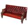 Victorian Chesterfield leather sofa with carved lion heads.