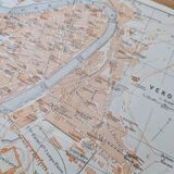 Printed in 1909, map of Verona (Verona), Veneto, Italy.