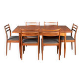 G Plan Two Leaf Extending Dining Table & Six Chairs Seats 6-10