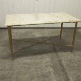 Table basse en marbre et piétement en laiton hauteur 46 cm