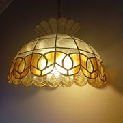 Vintage 1960s/70s mother-of-pearl pendant lampshade with collar