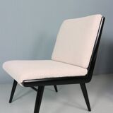 2x 'boomerang' h. mitzlaff, e. schmidt for soloform, bouclé lounge chairs, 1953