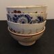 4 antique earthenware bowls with different patterns