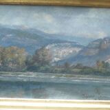 Painting by J. GIRARD-CONDAMIN, Lyon school, the banks of the Rhône and the mountains of Bugey