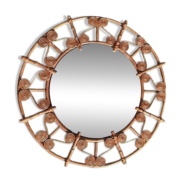 Miroir "paon" grand années 60 - créations roman (monóvar) - scellé.