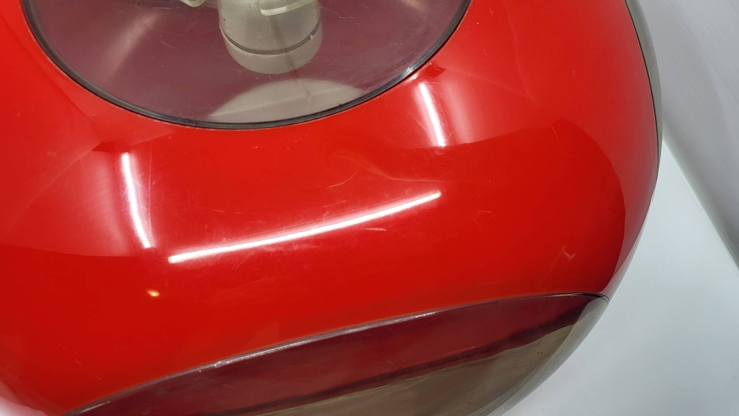 Massive Belgium red plexiglass UFO Space Age pendant light, 1970