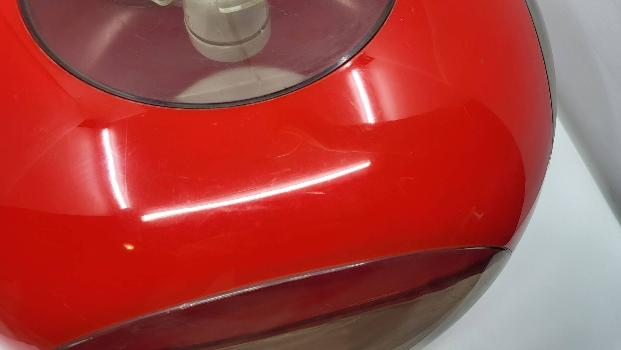 Massive Belgium red plexiglass UFO Space Age pendant light, 1970