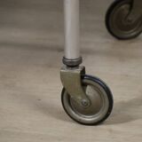 Desserte roulante vintage années 70 en métal chromé et verre miroir