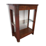 Shelf-Display case-with mirror & glass-Empire style-Walnut stain-1 drawer
