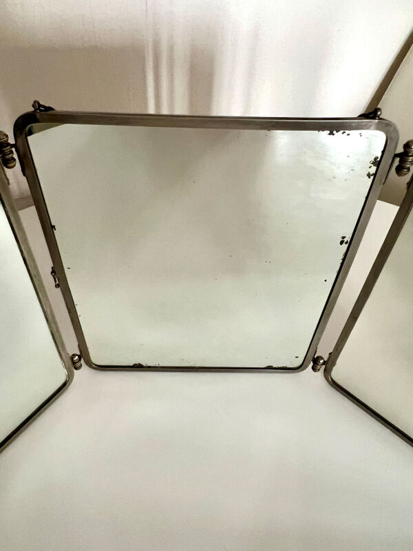 Miroir de barbier triptyque ancien Brot Déposé – miroir au mercure –