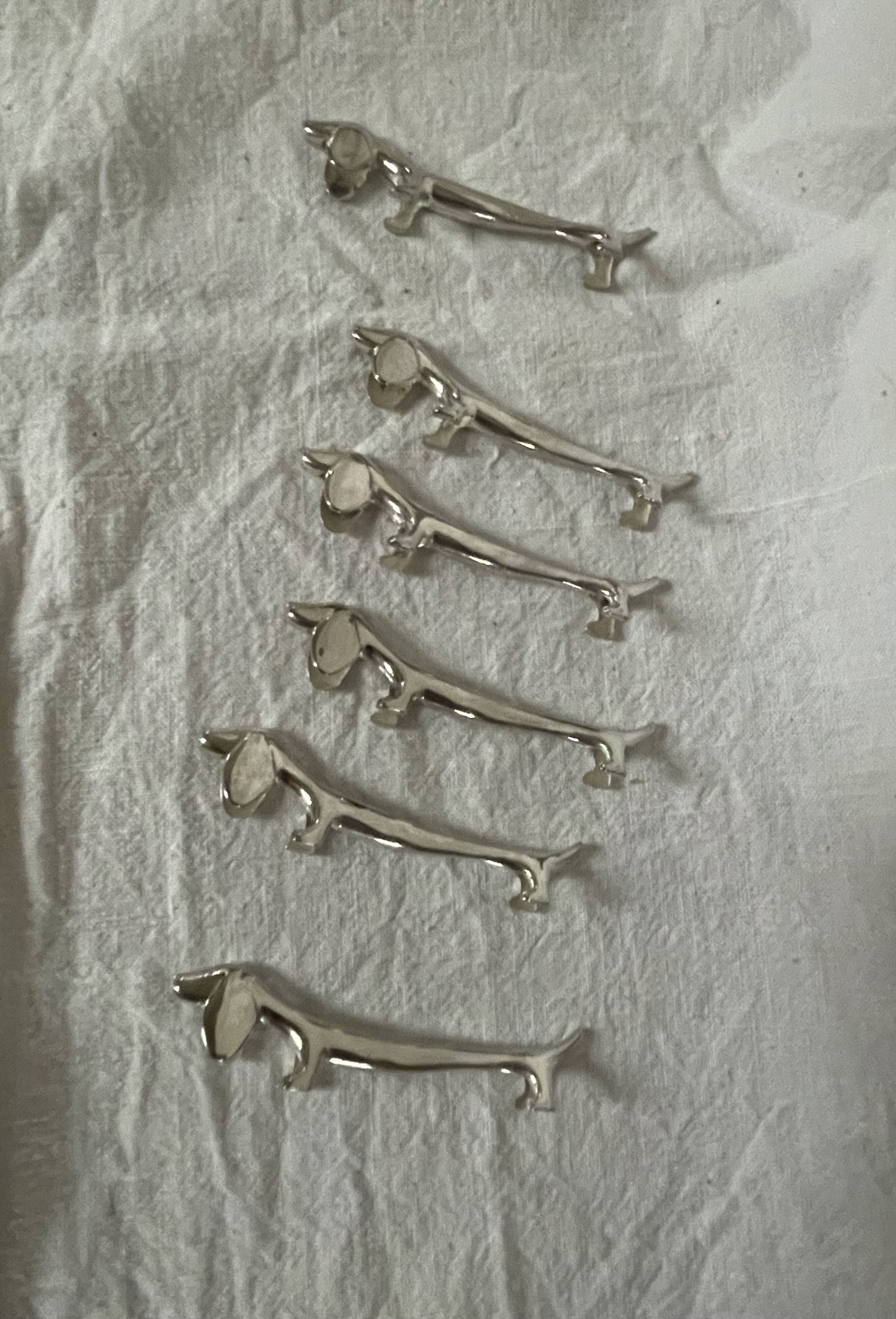 Silver dachshund knife holder