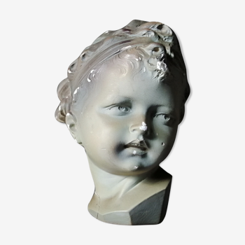 Child plaster bust signed Nelson late 19th century early 20th