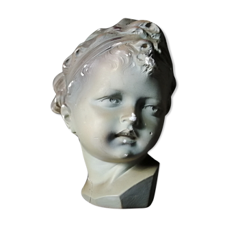 Child plaster bust signed Nelson late 19th century early 20th