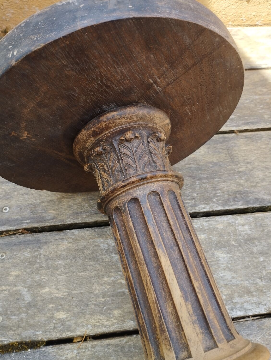 Wooden column, statuary door, antique
