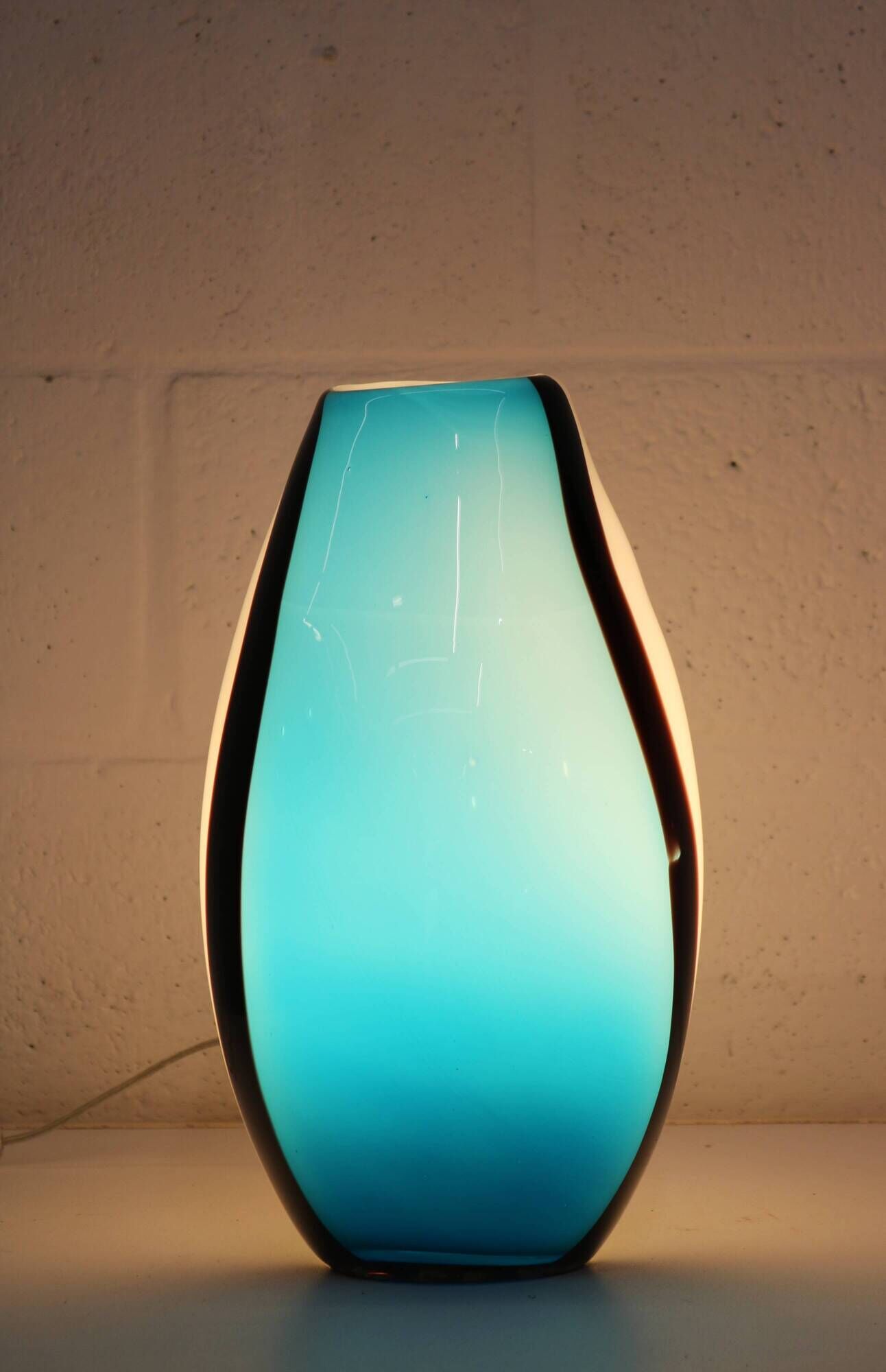 Eglo handblowed glass table lamp - Empori 87756 - Opaline and blue glass