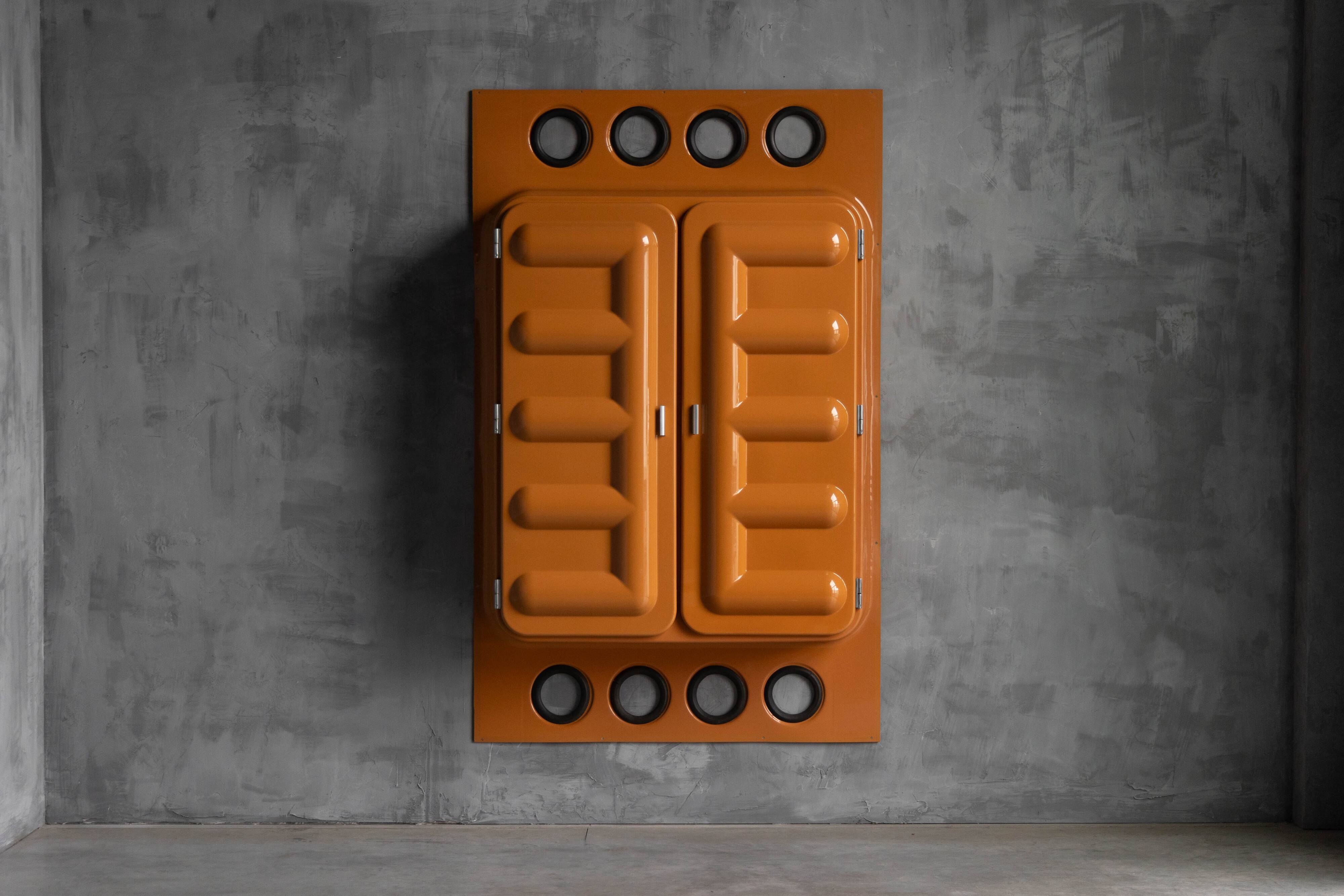 Edition Somop Wardrobe in Orange Molded Plastic, France, 1970s
