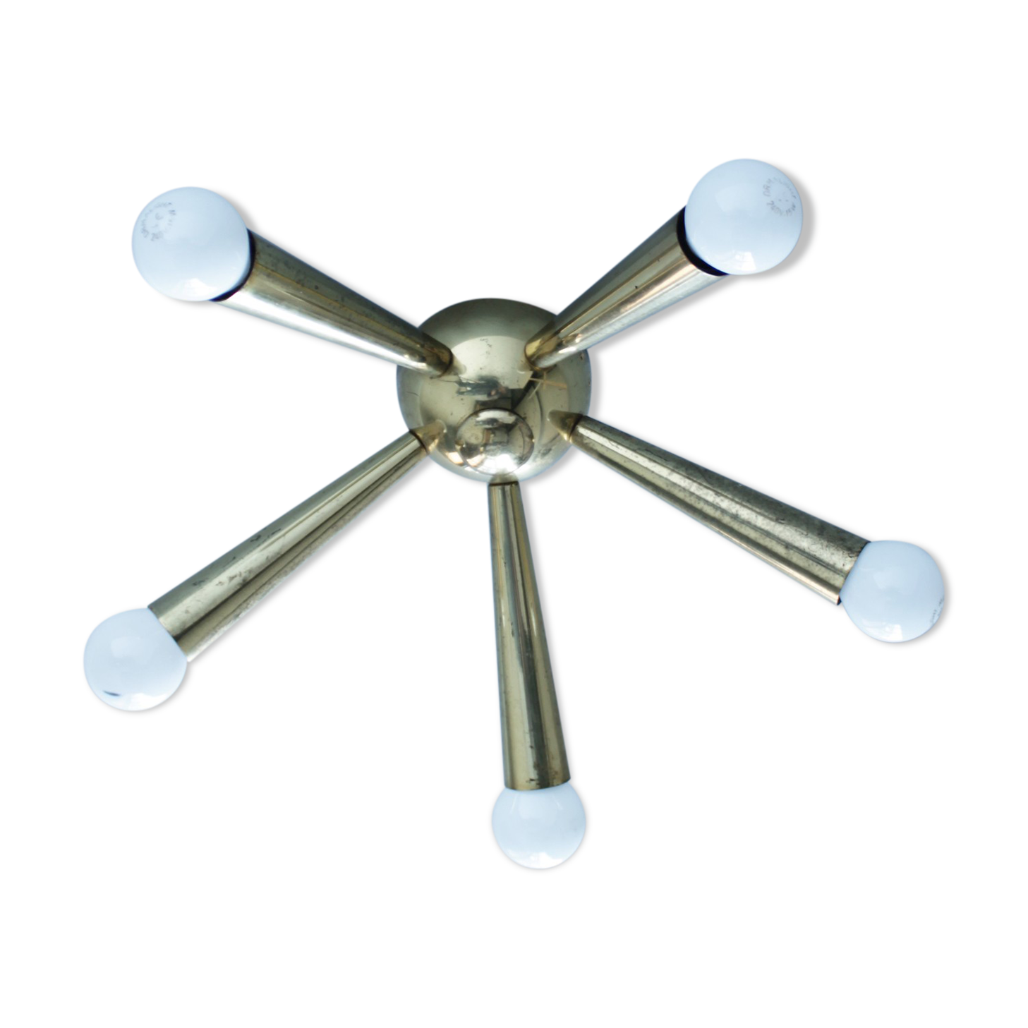 Italian Brass Star Burst Flush Mount in the manner of Arredoluce