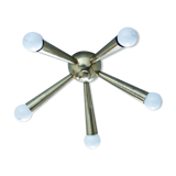 Italian Brass Star Burst Flush Mount in the manner of Arredoluce